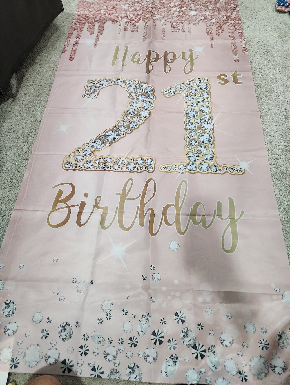 Happy 21st Birthday Backdrop - Rose Gold & Gold